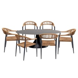 Σετ Κήπου Palma Possibilita (5/Set) Κεραμικό Μαύρη 220x120x73εκ - Μαύρο
