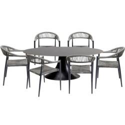 Σετ Κήπου Palma Possibilita (5/Set) Κεραμικό Μαύρη 220x120x73εκ - Γκρι