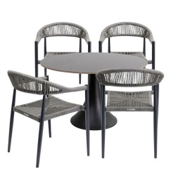 Σετ Κήπου Palma Possibilita (5/Set) Κεραμικό Μαύρη 120x120x73εκ - Μαύρο
