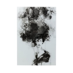 Πίνακας Smokey Hair Γυάλινος Λευκός - Μαύρος  100x0.4x150εκ - Ασπρόμαυρο
