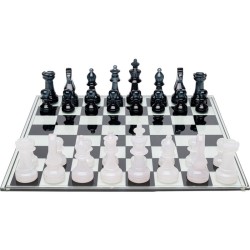 Διακοσμητικό Επιτραπέζιο Chess Λευκό/Μαύρο 60x60x13 εκ. - Ασημί