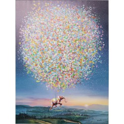 Πίνακας  Flying Elephant At Night 120x3.5x160εκ. - Μπλε