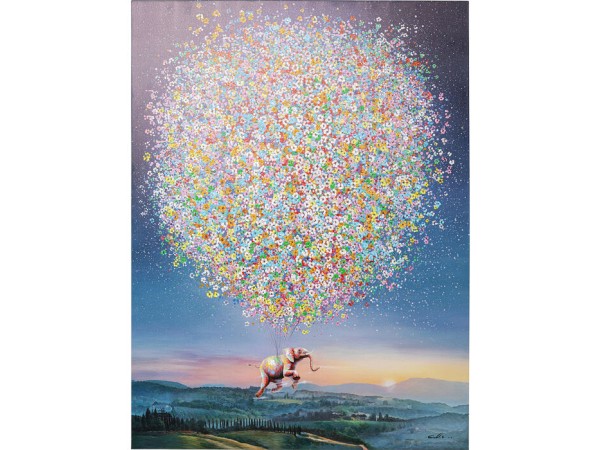 Πίνακας  Flying Elephant At Night 120x3.5x160εκ. - Μπλε