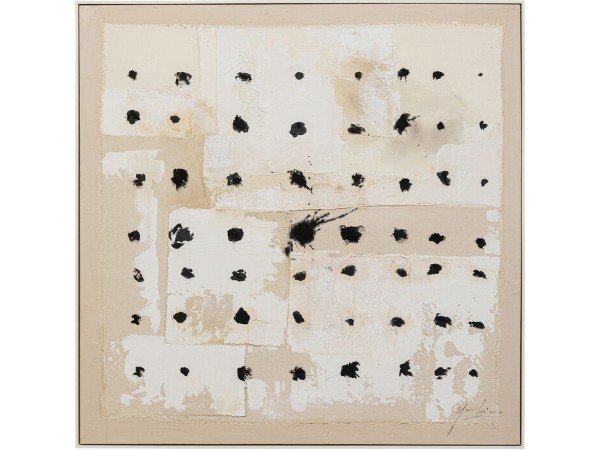 Πίνακας Καμβάς Creative Dots Μπεζ 122.6x5x122.6εκ. - Μπεζ