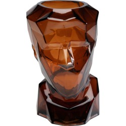 Βάζο Prisma Face Γυάλινο Καφέ 23.5x18x30εκ. - Καφέ