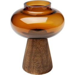 Βάζο Earthy Ξύλο/Γυαλί Καφέ 16x16x21εκ. - Καφέ