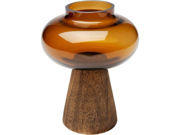 Βάζο Earthy Ξύλο/Γυαλί Καφέ 16x16x21εκ. - Καφέ Βάζο Earthy Ξύλο/Γυαλί Καφέ 16x16x21εκ. - Καφέ