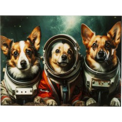 Glass Picture Astronauts Dogs 80x60cm - Πολύχρωμο