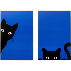 Πίνακας Καμβάς Ciao Gatto Μπλε 40x3x60εκ. - Μαύρο