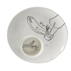 Κούπα Καφέ Favola Banana Με Πιατάκι Λευκό (Σετ 2Τμχ) 19,2x19,2x5,5εκ. - Μαύρο