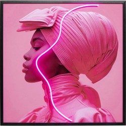 Πίνακας Καμβάς Pink Woman LED Ροζ 80x80εκ. - Ροζ
