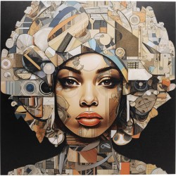 Πίνακας Γυάλινος 3D Art Geo Woman Πολύχρωμος  80x0.4x80εκ. - Μαύρο