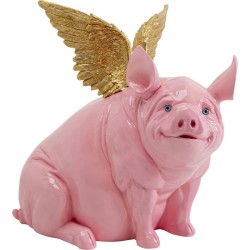 Διακοσμητικό Επιτραπέζιο Flying Pig Ροζ 95x59x79 εκ. - Χρυσό