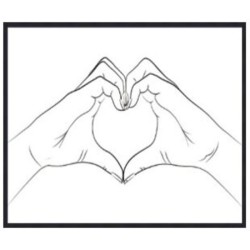 Πίνακας Καδραρισμένος Heart Hands Άσπρο/Μαύρο Γυαλί 72,8x3x102,8 εκ. - Μαύρο