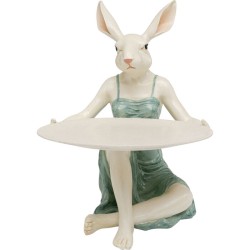 Διακοσμητικό Επιτραπέζιο  Lady Rabbit Κεραμικό Λευκό 26*20*28.5εκ. - Πράσινο