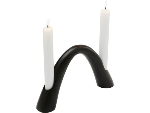 Κηροπήγιο Bow Duo Μεταλλικό Μαύρο 23*4*13εκ. - Μαύρο