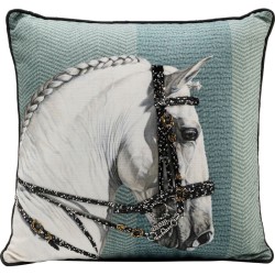 Μαξιλάρι Διακοσμητικό Show Horse Head Βελούδο Πολύχρωμο 45x45εκ. - Μπλε