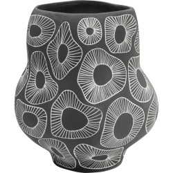 Βάζο Anemone Πορσελάνη  Ασπρόμαυρο 29.5x23.5x32.5εκ. - Γκρι