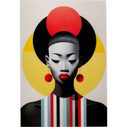 Πίνακας Γυάλινος Muse Retro Lady Πολύχρωμος  80x0.4x120εκ. - Πολύχρωμο