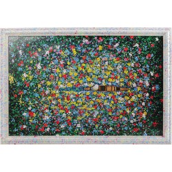 Framed Picture Floating Flower Market 150x100cm - Πολύχρωμο