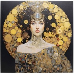 Πίνακας Γυάλινος  Art Nouveau Lady 3D Καφέ 80x0.4x80εκ. - Καφέ