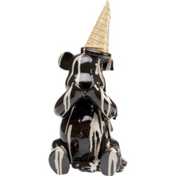 Διακοσμητικό Επιτραπέζιο  Sitting Gelato Bear Μαύρο 17*16*37εκ. - Λευκό