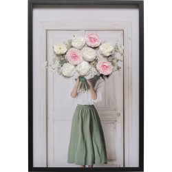 Πίνακας Καμβάς Flower Bouquet Μπεζ  64x4.5x94εκ - Μπεζ