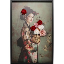 Πίνακας Καμβάς Kimono Girl Κόκκινος 84x4.5x124εκ - Πολύχρωμο