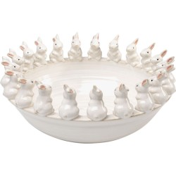 Διακοσμητικό Μπολ  Cute Bunnies Κεραμικό Λευκό 40*40*19εκ. - Λευκό