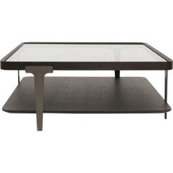 Τραπέζι Μέσης Flamenco Ξύλο/Γυαλί Μαύρο 100x100x40εκ. - Μαύρο