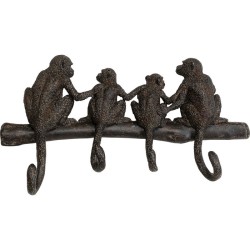 Κρεμάστρα Τοίχου Monkey Family Καφέ 38x5,5x21,5 εκ - Καφέ