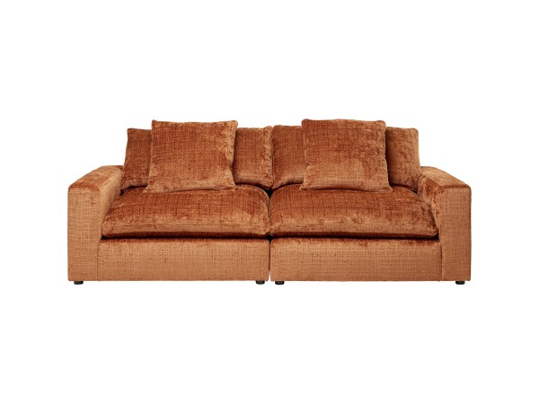 Καναπές Τριθέσιος Garfield Ύφασμα Πορτοκαλί 260x120x77εκ. - Μπεζ