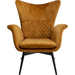 Armchair Tudor Velvet Gold Brown - Χρυσό
