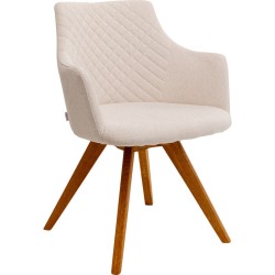 Καρέκλα Περιστρεφόμενη  Coco Wood Ύφασμα Μπεζ 51*60*81εκ. - Μπεζ