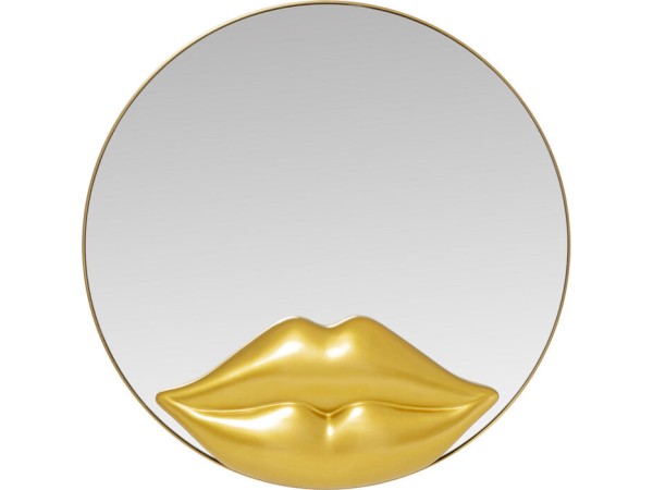 Καθρέφτης Τοίχου Lips Μεταλλικός Χρυσός 100*3*100εκ. - Χρυσό