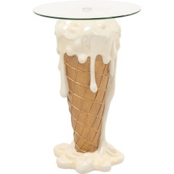 Τραπέζι Βοηθητικό  Ice Cream Vanilla Γυαλί Μπεζ  48*48*73εκ. - Μπεζ