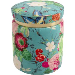 Σκαμπό Flower Fever Ύφασμα  Πολύχρωμο 39*39*47εκ. - Μπλε