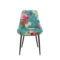 Καρέκλα East Side Flower Fever Βελούδο Πολύχρωμη 48*55*85.5εκ. - Μπλε