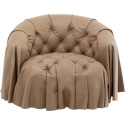 Πολυθρόνα  Drapes Δέρμα Καφέ 100x85x74εκ. - Καφέ