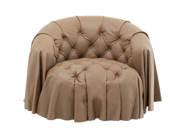 Πολυθρόνα  Drapes Δέρμα Καφέ 100x85x74εκ. - Καφέ