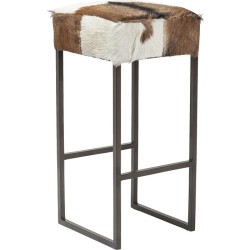 Σκαμπό Μπαρ Country Life Γούνα Λευκό-Καφέ  35x35x74εκ - Καφέ