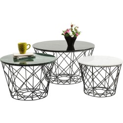 Τραπεζάκι Μέσης East Round (3/Set) 80x80x46εκ - Μαύρο