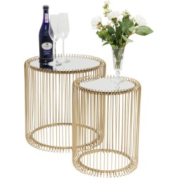 Βοηθητικά Τραπεζάκια Wire Χρυσά (Σετ 2) 45x45x46εκ - Χρυσό