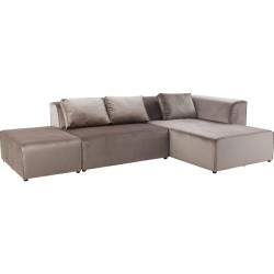 Καναπές Γωνία Infinity Velvet Δεξιός Μπεζ-Γκρι 310x185x71εκ - Γκρι