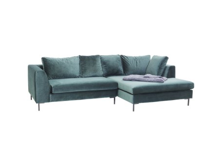 Καναπές Γωνία Black Gianna Velvet Δεξιός Πράσινος 290x160x68εκ - Πράσινο