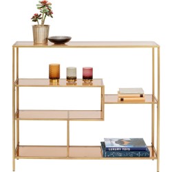 Ραφιέρα Loft Γυάλινη Χρυσή 115x30x100εκ - Χρυσό