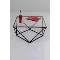 Τραπεζάκι Μέσης Γυάλινο Cristallo Μαύρο  80x80x45εκ - Μαύρο