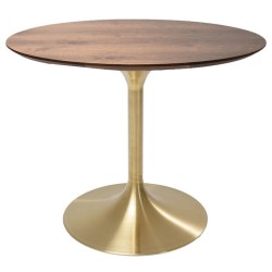 Τραπεζαρία Στρόγγυλη Invitation Walnut Brass  90x90x76εκ - Χρυσό