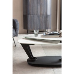Τραπέζι Μέσης Franklin Λευκό - Μαύρο  150x42x58εκ - Μαύρο