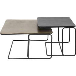 Τραπέζι Μέσης Diego (Σετ 2)70x70x34εκ - Μαύρο